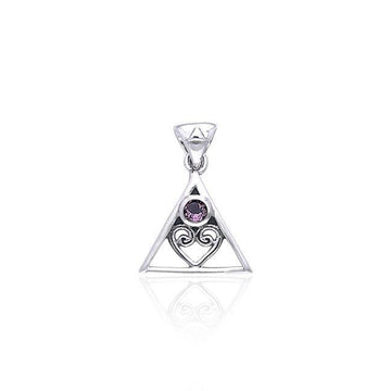 AA Heart in Recovery Silver Pendant With Gem TPD442 - Jewelry